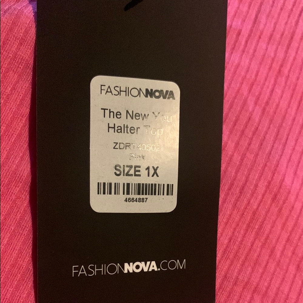 Fashion Nova 1X soft and stretchy ribbed  Vibrant Pink Halter Tank Top - Picture 4 of 7